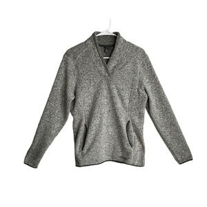 Eddie Bauer Womens Fleece Pullover Black Heather Outdoor Activewear Size Large